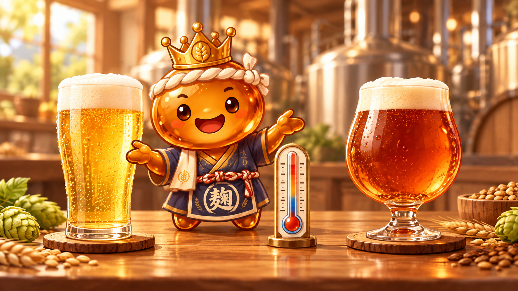 低い温度で仕込めば軽く、高い温度で仕込めば厚みのあるビールになる